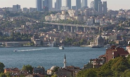 Where do a church, a mosque and a synagogue stand side by side along the shore of the Bosphorus?