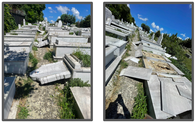 Vandalism at Hasköy Jewish Cemetery